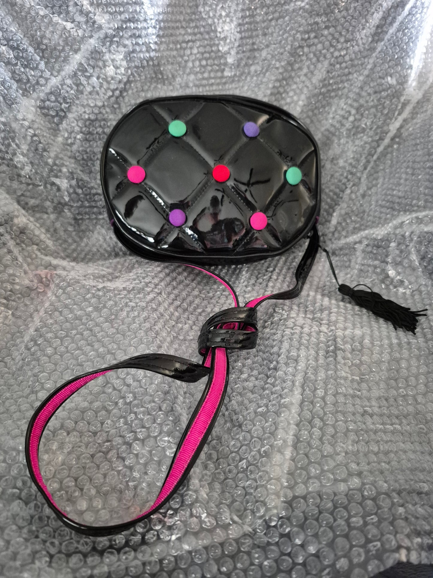 Sassy Shiny Black Crossbody