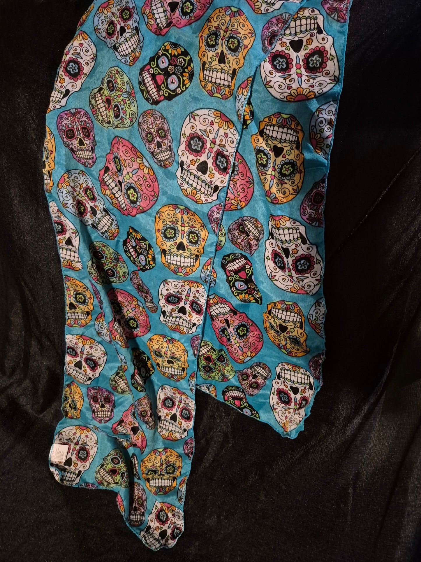 Dia de los Muertos (Day of the Dead) Turquoise Sugar Skull Scarf