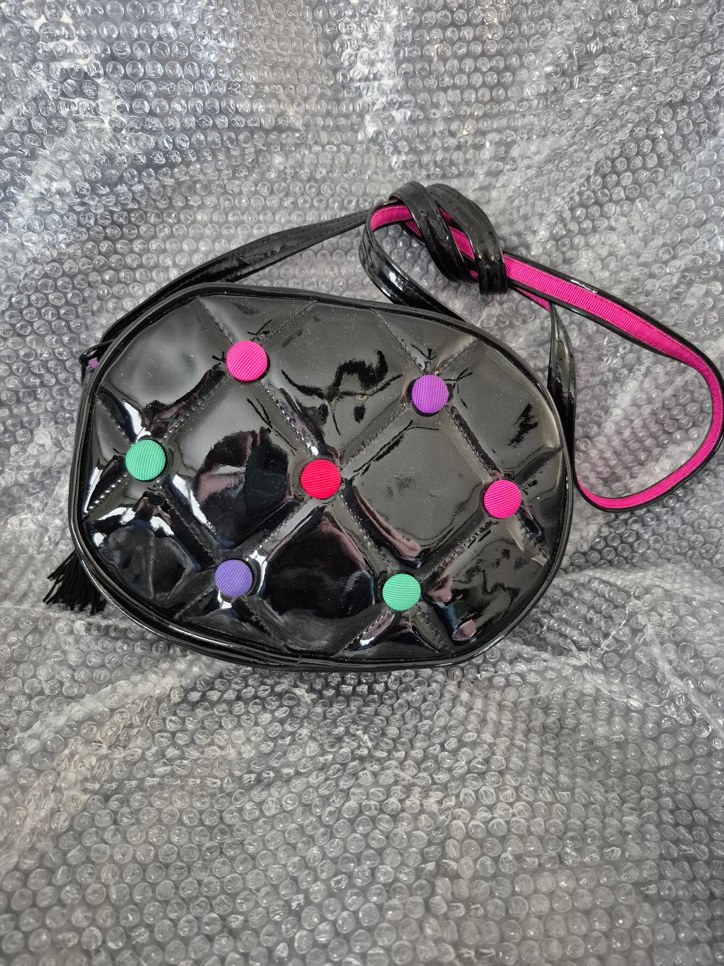 Sassy Shiny Black Crossbody