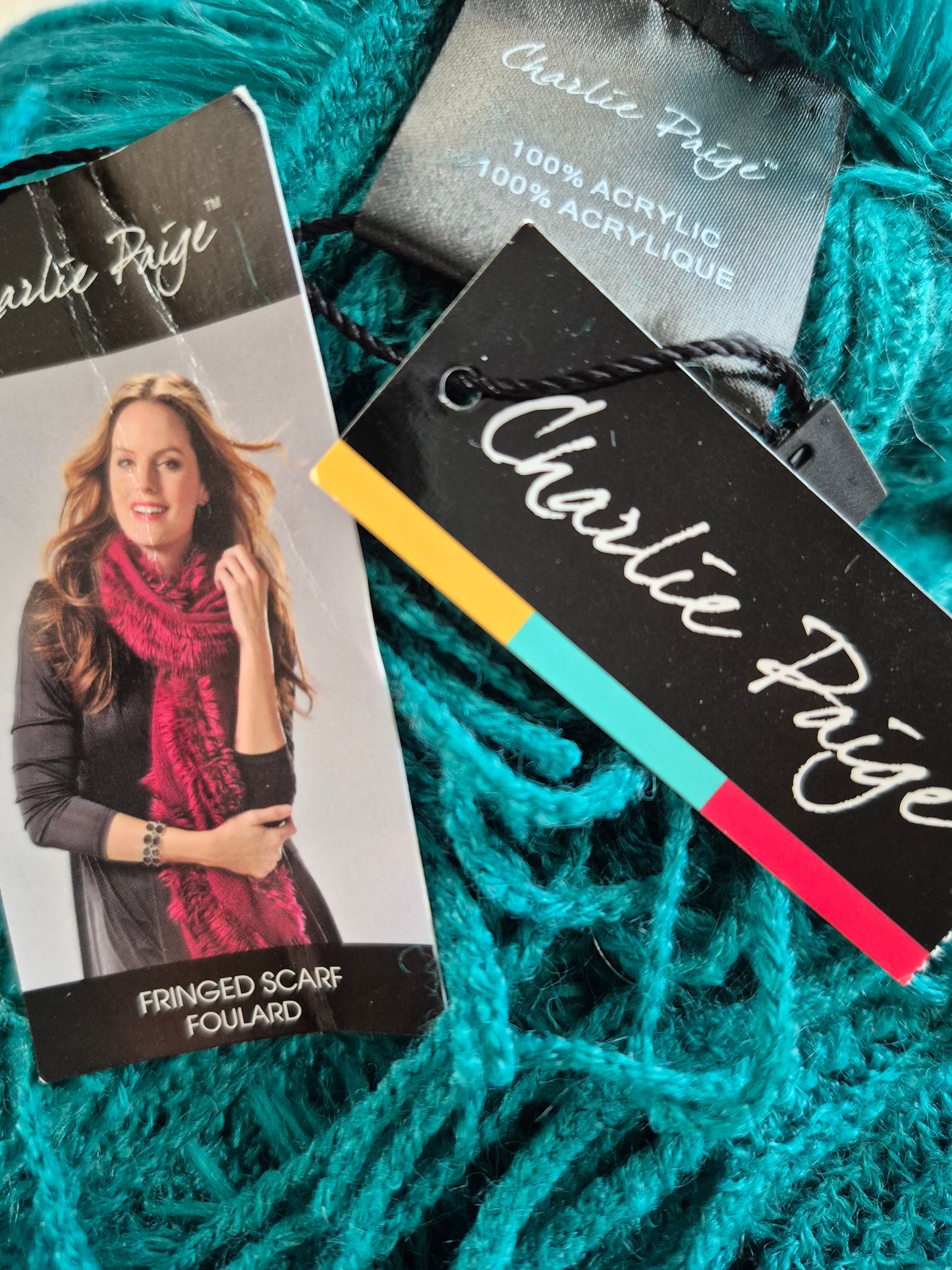 Charlie Paige Teal Fringe Scarf/Wrap