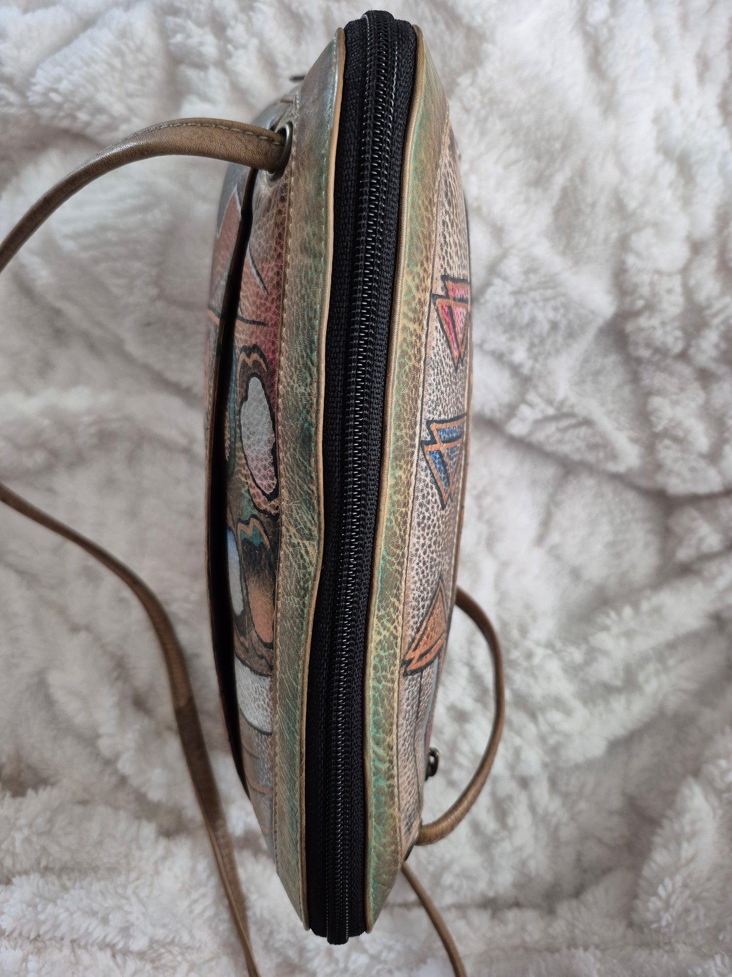 Handpainted Leather Anuschka Crossbody Handbag