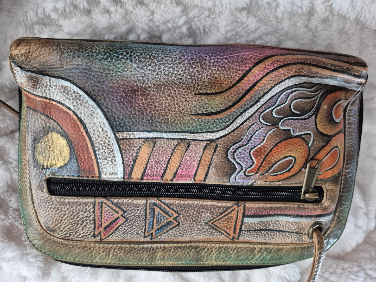 Handpainted Leather Anuschka Crossbody Handbag